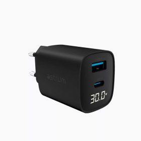   Astrum Watz 30L hálózati PD, GaN töltő 1X Type-C 1X USB-A, 30W, 3.4A, fekete