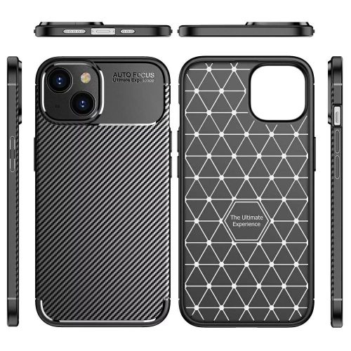 Carbon Armor Apple iPhone 14 (6.1) vékony szilikon tok fekete
