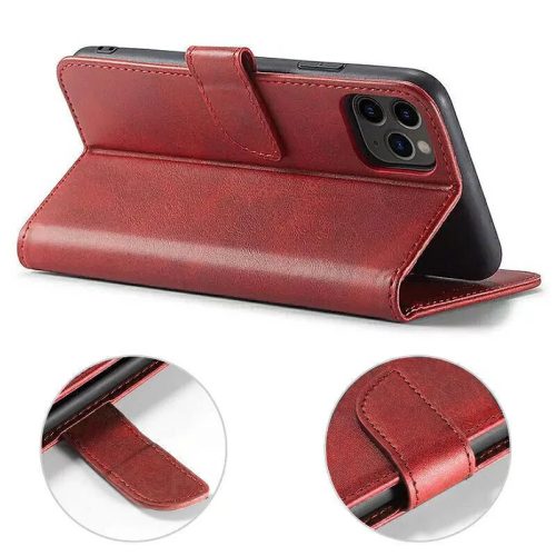 Marva Wallet Samsung A165 / A166 Galaxy A16 4G / 5G oldalra nyíló ökobőr könyvtok szilikon belsővel piros