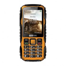   Maxcom MM920L mobiltelefon, kártyafüggetlen-, ütés-, por-, víz (IP67)- és sár ellen sárga (magyar nyelvű menüvel)