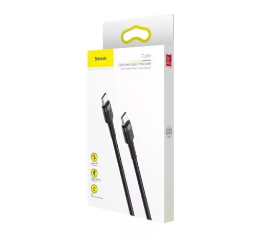 Baseus Cafule USB-C gyorstöltő töltő- és adatkábel, 2m, szürke-fekete