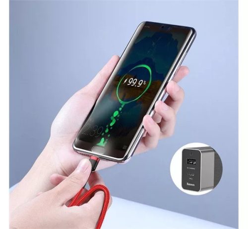 Baseus Cafule USB-C gyorstöltő töltő- és adatkábel, 2m, szürke-fekete