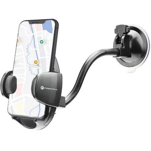 Autós tartó, univerzális, szélvédőre vagy műszerfalra rögzíthető, 60 - 92 mm, tapadókorongos, 360°-ban forgatható, JM-MH01, fekete