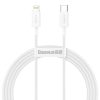 Baseus Superior USB-C Lightning töltőkábel, 20 W, PD, 1,5 m, fehér ( iPhone töltő kábel )