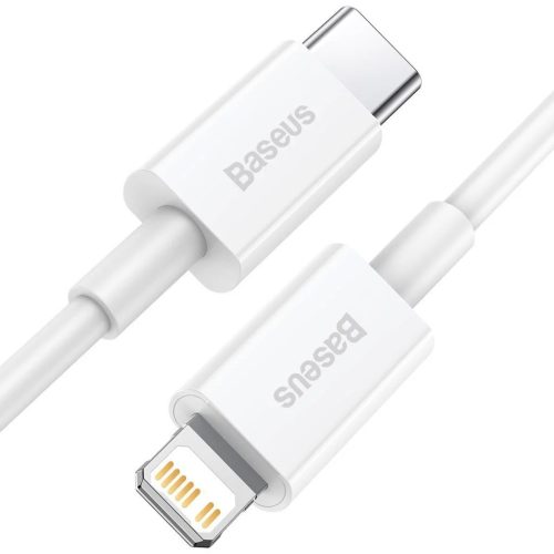 Baseus Superior USB-C Lightning töltőkábel, 20 W, PD, 1m, fehér (CATLYS-B02) (iPhone töltő kábel)