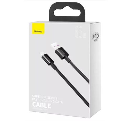 Baseus Superior USB-C gyorstöltő töltő- és adatkábel, 1m, fekete