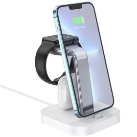   Univerzális töltő állomás 3in1, 1 x Qi Wireless, 2 x Lightning, 10.5W, asztali tartó, Hoco CW43, fehér 