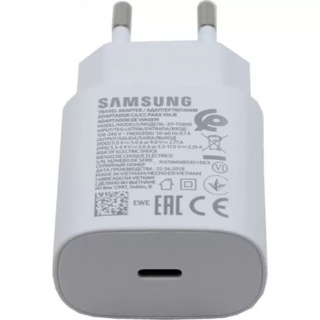 Samsung gyári hálózati fehér gyorstöltő 3A Type - C bemenettel 25W (samsung töltő) 