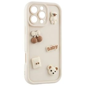 iPhone 14 3D bézs medvés tok