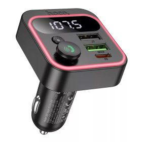   Hoco E85 bluetooth FM transmitter / autós töltő, 2xUSB-A-USB-C, PD, QC3.0, 20W, fekete