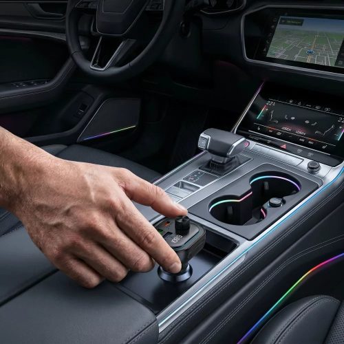 Tech-Protect CC07 bluetooth FM transmitter / autós töltő, USB-A-UCB-C, PD, 54W, fekete