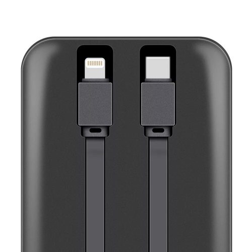 OBAL:ME CablePulse powerbank / külső akkumulátor beépített kábellel, digitális kijelzővel, 50000mAh, 22,5W, fekete