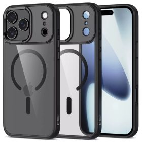   Apple iPhone 17 Pro Max , Műanyag hátlap védőtok + szilikon keret, Magsafe töltővel kompatibilis, Magmat Magsafe, átlátszó/fekete