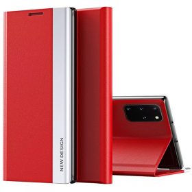   Huawei Honor 200 Lite, Oldalra nyíló tok, stand, Wooze Silver Line, piros